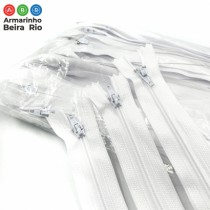 KIT 100 UN ZIPER NYLON 15 BRANCO - Armarinho Beira Rio Ltda